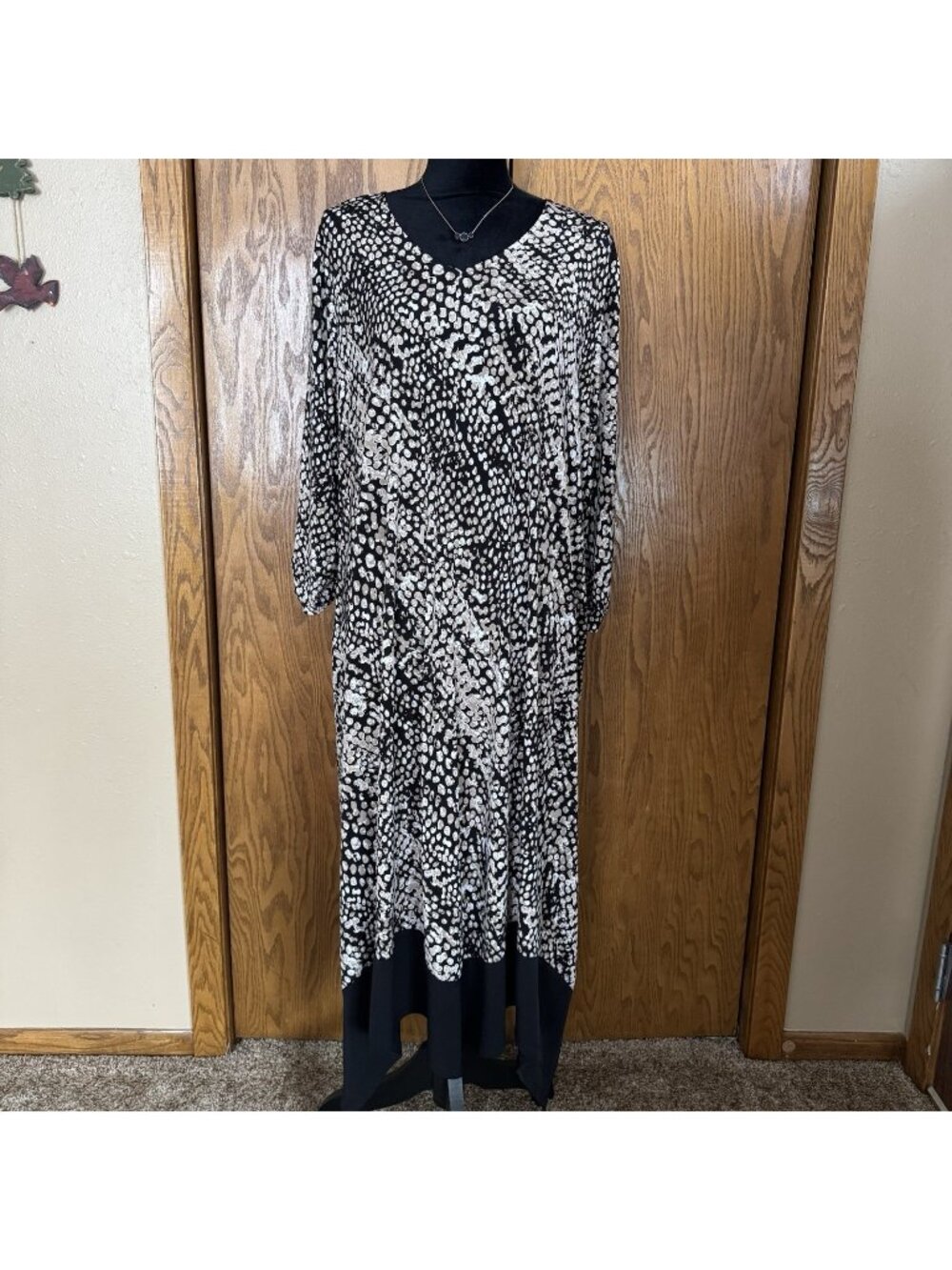 AnyWear By Catherines Womens Dress Size 1X Asymmetrical Brown Black 3/4 Sleeve